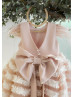 Blush Satin Tulle V Back Cupcake Flower Girl Dress